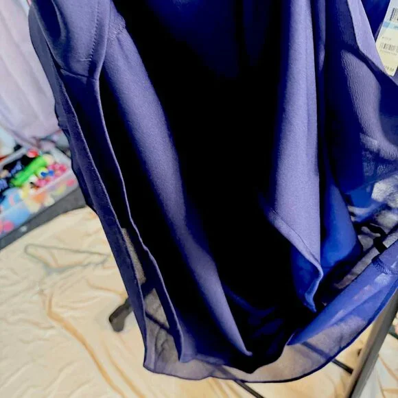 NWT SLNY Fashions Sleeveless Tiered Chiffon Dress, Navy Blue, SIZE 20W - Picture 5 of 10